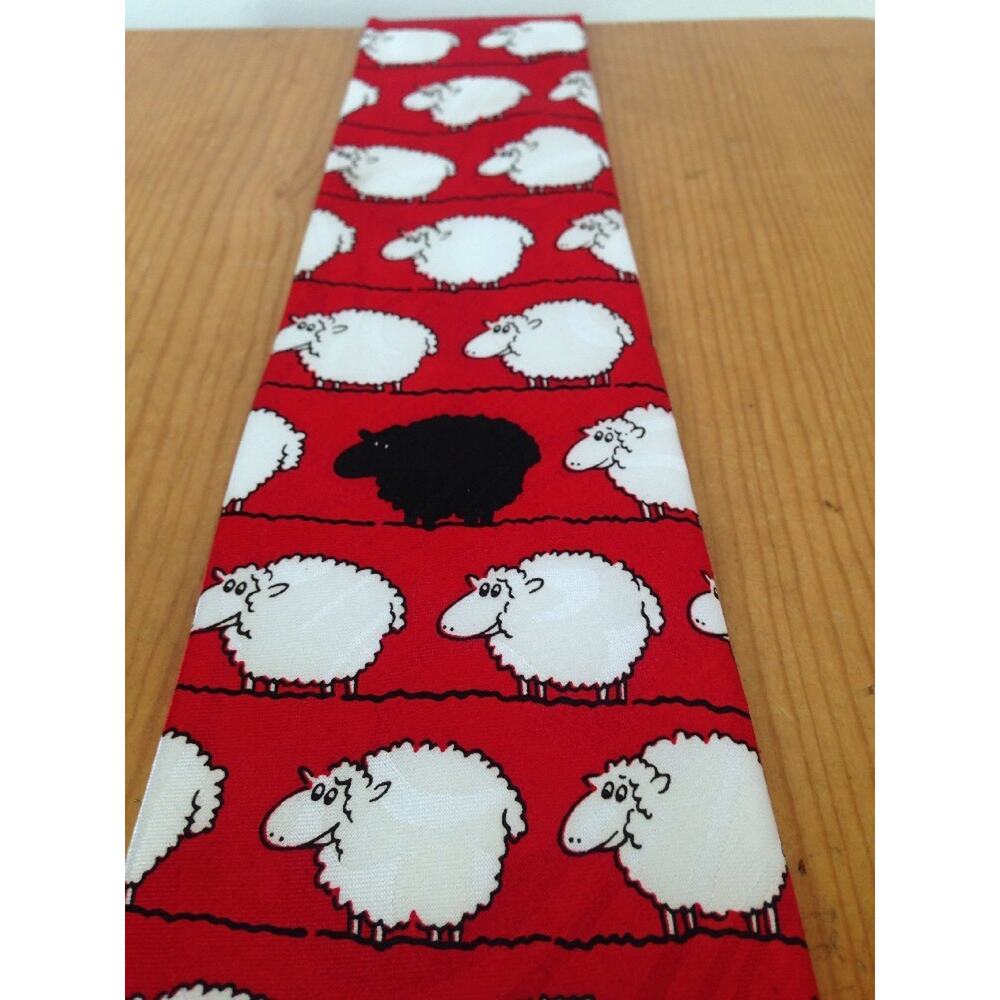 Steven Harris Black Sheep Funny Cartoon Drawing Mens Handmade Tie 3.75" Wide